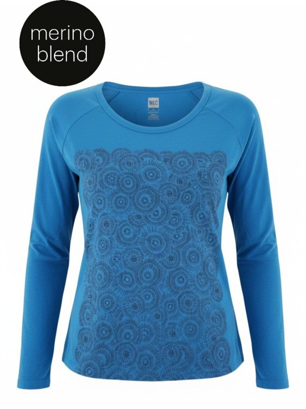 MEC Blue Long Sleeve merino blend Slim Fit Top large